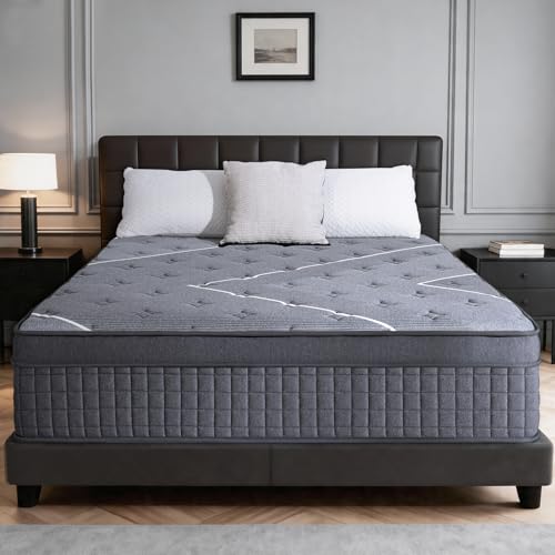 Full Mattress, 12 Inch Hybrid Mattress in a Box for Pressure Relief & Motion Isolation, Full Size Mattress with Memory Foam and Individual Pocket Springs, Medium Firm, Cool Sleep, CertiPUR-US