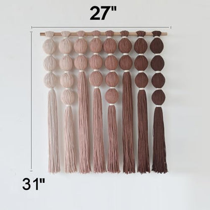 Macrame Wall Hanging Yarn Wall Art Boho Wall Decor Tassel Wall Decor for Bohemian Home Living Room Bedroom Backdrop 27" W x 31" L