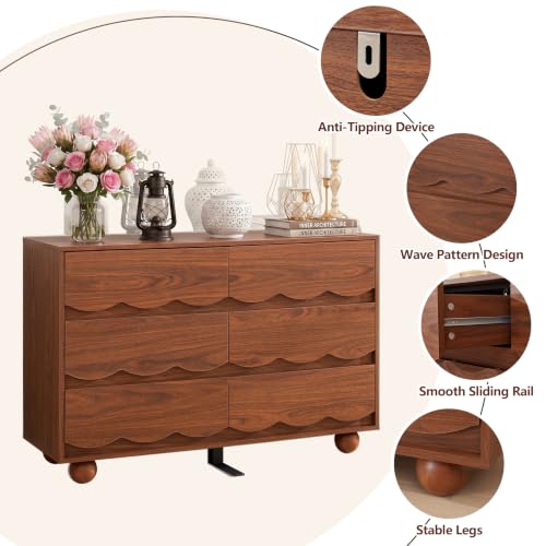 6 Drawer Dresser for Bedroom, view 5