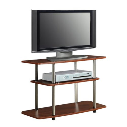 Designs2Go No Tools 3-Tier TV Stand 31.5" - Entertainment Center for TVs up to 37 Inches, Modern TV Console with Shelves for Living Room, Family Room, Cherry