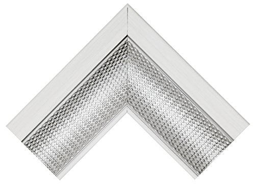 28.5x34.5 Large Wall Mirror, White Frame with Woven Silver Detail & Beveled Detail Mirror, Vertical & Horizontal Wall Hanging Mirror for Bathroom, Bedroom & Livingroom