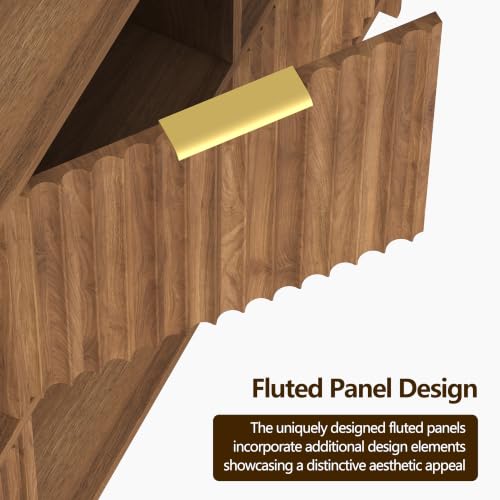 6 Cube Storage Organizer Fluted Bookcase with Reversible Door, view 8