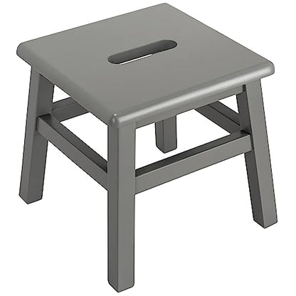 Solid Hardwood Step Stool, 12.25 Inches, Gray | Fully Assembled, For Adults and Kids