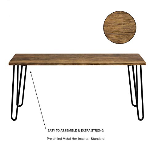 Coffee Table with Hairpin Legs - Modern Industrial Style Home Decor - Woodgrain-Look and Steel Accent Living Room Furniture (Brown)