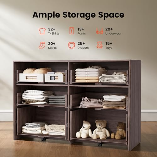 Amada Modern 6 Drawer Dresser, Fluted Wood Chest of Drawers, Walnut, view 4