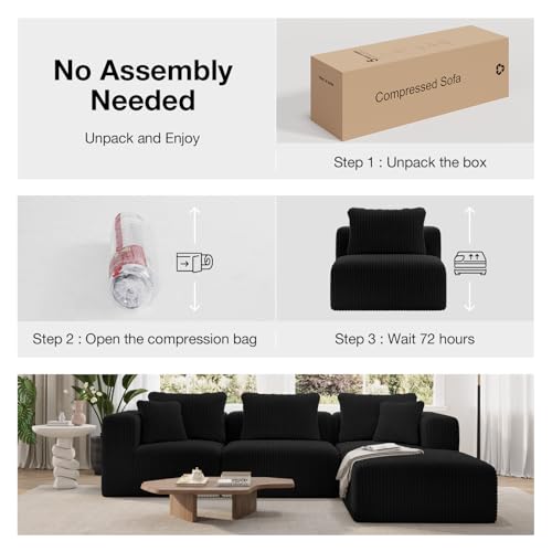 141" Modular Sectional Sofa, Modern Cloud Sectional Couch with Smarts Coil® Support, L-Shape Boneless Couch for Living Room Apartments Bedroom, No Assembly Required (6 Seat)