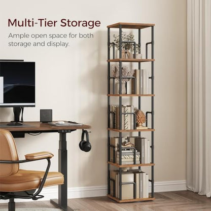 5-Tier Rotating Bookshelf, Freestanding Corner Bookshelf, 360° Spinning Bookcase, view 6
