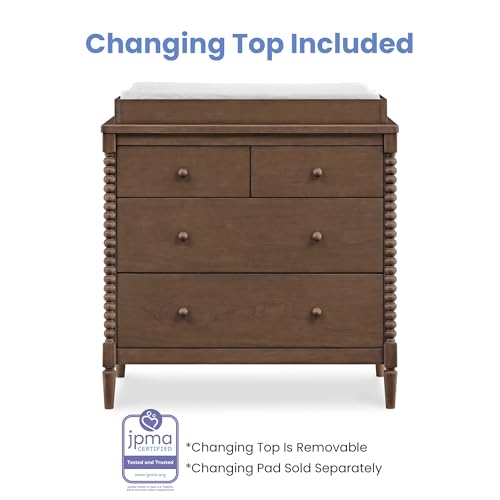 Saint 4 Drawer Dresser with Changing Top and Interlocking Drawers, Teak Brown, view 6
