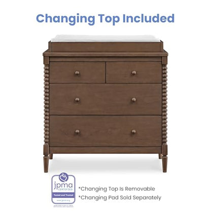Saint 4 Drawer Dresser with Changing Top and Interlocking Drawers, Teak Brown, view 6
