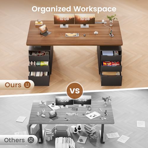 Electric Standing Desk with 6 Drawers, 55" Adjustable Stand up Desk with Storage, view 5