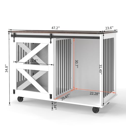 YOPTO 47.2" Double Dog Crate Furniture with Removable Divider, view 4