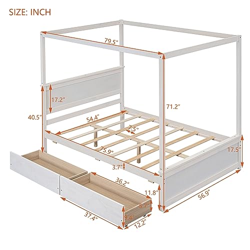 Full Size Canopy Platform Bed with 2 Drawers, view 4