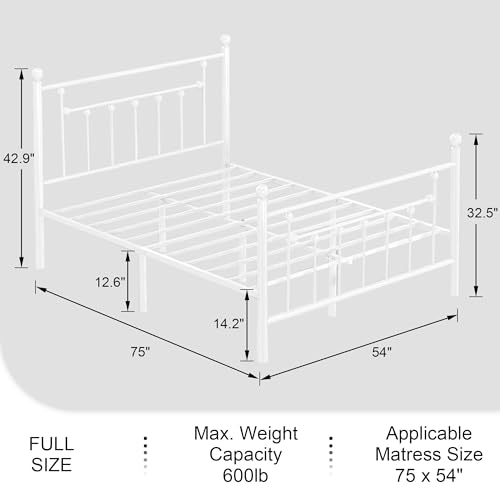 Full Size Metal Platform Bed Frame with Headboard and Footboard, view 3