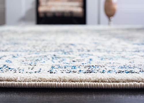 SAFAVIEH Area Rug 8x10 - Evoke Collection - Large - Ivory & Grey, Shabby Chic Oriental Medallion Design, Non-Shedding & Easy to Clean, Ideal for Living Room, Bedroom, Dining Space (EVK220D)