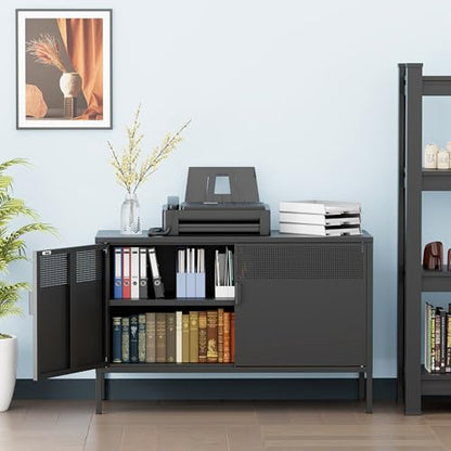 Black Wide Metal Locker Storage Cabinet, view 3