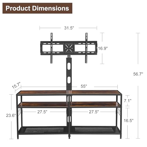 TV Stand with Mount, Universal Swivel TV Console for 32-75 inch TVs, view 4
