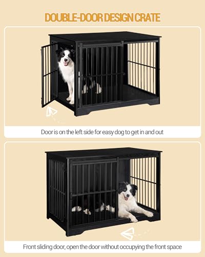44.1" XL Dog Crate Furniture Indoor Dog Kennel with Barn Door, view 5