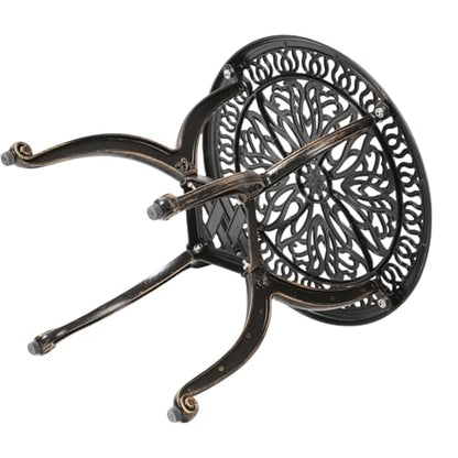 Outdoor Cast Aluminum Side Table Patio Side Table Backyard, Pool, Indoor, Easy Maintenance and Weather Resistant Coffee Table Porch Table Bistro Table (18.5round-Bronzed)