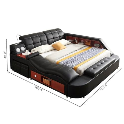Modern Luxe Black Bed with Massage and Storage, view 3