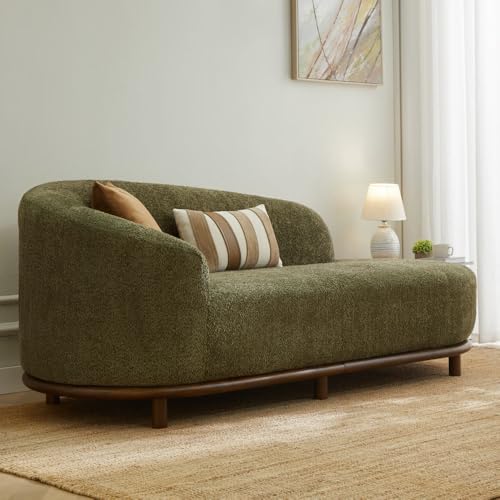 Bouclé Chaise Lounge Sofa Mid Century Modern Upholstered Chaise Lounge with, view 8