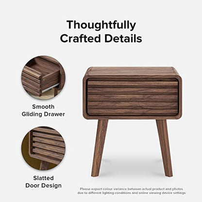 Ensley Mid Century Modern Side Table, Small Accent Tables for Living Room, Mid Century Modern Night Stand, Bedside Tables, Wood Nightstands for Bedroom (Walnut, Set of 2)