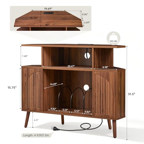 Mid Century Small Corner TV Stand, view 3