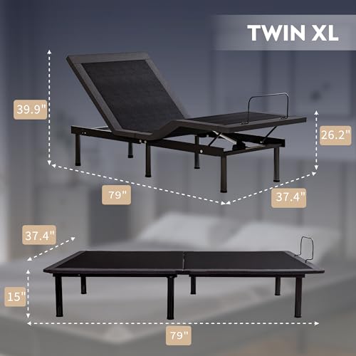 Twin XL Adjustable Bed Frame + 12 Inch Gel Memory Foam Mattress, view 3