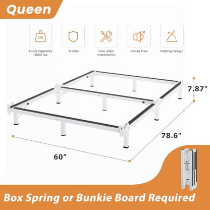 Metal Bed Frame Queen 8 Inches for Box Spring, 9-Legs Support Basics, view 4