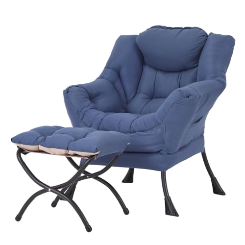 Lazy Chair with Ottoman,Comfy Accent Living Room Chair with Footrest Set, view 2