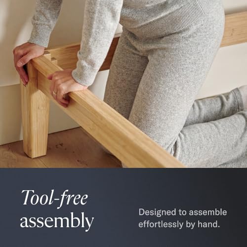 Bamboo Cal King bed frame, natural color, 12 inch height, view 6