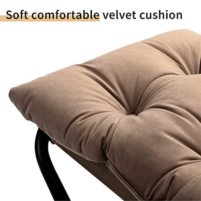 15"(H) Folding Footrest Stool, Upholstered Small Foldable Ottoman, Accent Padded Sofa Foot Stool for Lazy Chair, Metal Frame Portable Foot Rest Ottoman for Living Room, Bedroom, Dark Brown