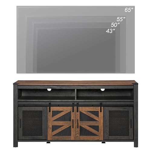 Tall Farmhouse TV Stand for 65 Inch TV, Rustic Brown and Black, view 5