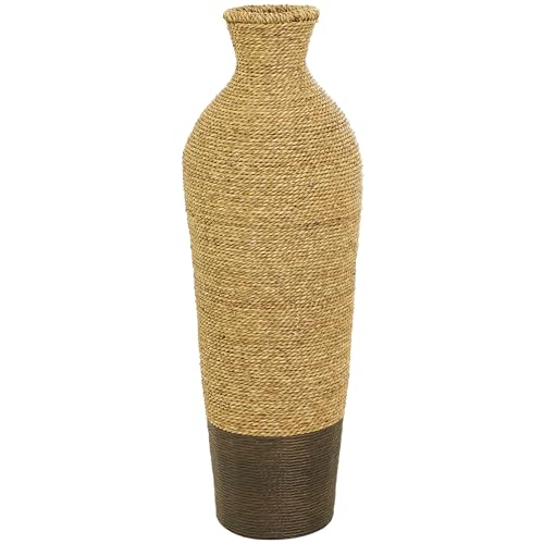 Deco 79 Seagrass Handmade Decorative Vase Tall Woven Floor Centerpiece Vase, Vase for Home Decoration 11" x 11" x 33", Brown