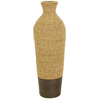 Deco 79 Seagrass Handmade Decorative Vase Tall Woven Floor Centerpiece Vase, Vase for Home Decoration 11" x 11" x 33", Brown