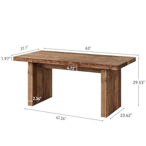63-Inch Solid Wood Office Desk, Live Edge Wood Desk, view 3