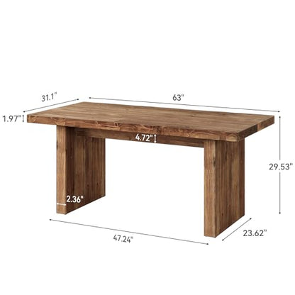 63-Inch Solid Wood Office Desk, Live Edge Wood Desk, view 3