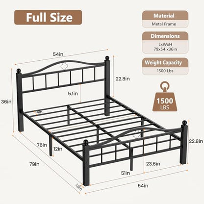 Metal Full Size Bed Frames with Headboard & Footboard, view 3