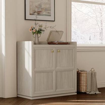 Buffet Cabinet with Storage 34" Sideboard Accent Storage Cabinet for Bedroom Dining Room Living Room Entryway with Doors & Shelves Modern Buffet Table with Golden Handle Credenza Side Board