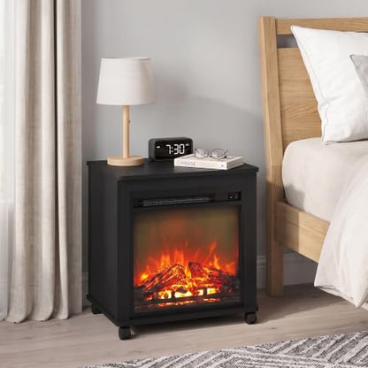 Jensen Fireplace Night Stand with Wheels, Americano, view 2