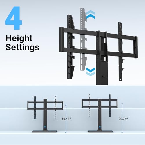 Universal Swivel TV Stand for 32-75 inch TVs, Table Top TV Stand Base up to 99 lbs, 4 Height Adjustable Universal TV Legs with Tempered Glass Base, Max VESA 600x400mm, PSTVS02-N1