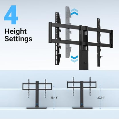 Universal Swivel TV Stand for 32-75 inch TVs, Table Top TV Stand Base up to 99 lbs, 4 Height Adjustable Universal TV Legs with Tempered Glass Base, Max VESA 600x400mm, PSTVS02-N1