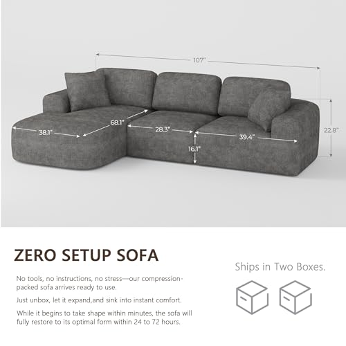 107'' Modular Sectional Sofa Couch with Chaise, No Assembly Required, view 3
