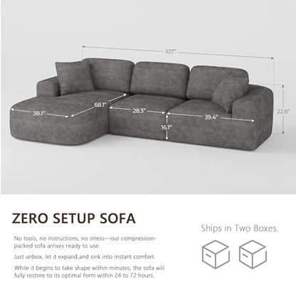 107'' Modular Sectional Sofa Couch with Chaise, No Assembly Required, view 3