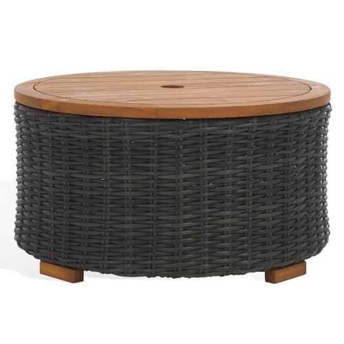 SAFAVIEH Couture Collection Anguilla Dark Grey Faux Wicker Indoor/Outdoor Storage Coffee Table (Fully Assembled)