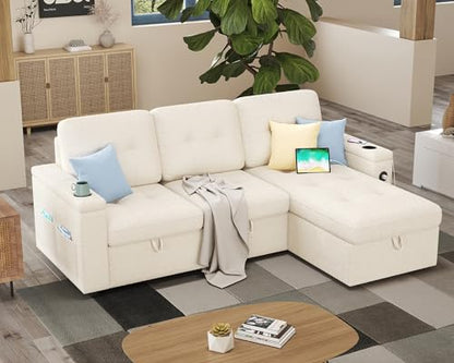84 Inch Sofa Bed, Sleeper Sofa with Storage, 2 in 1 Pull Out Couch, view 7