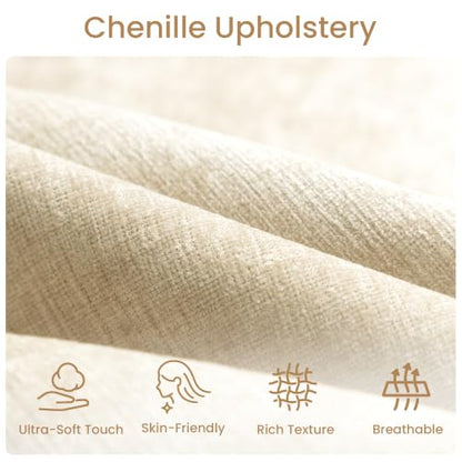 Queen Bed Frame Greige Chenille Storage, view 6