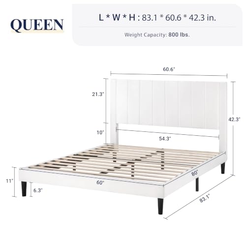 Queen Bed Frame/Velvet Upholstered Bed Frame with Vertical Channel Tufted, view 3