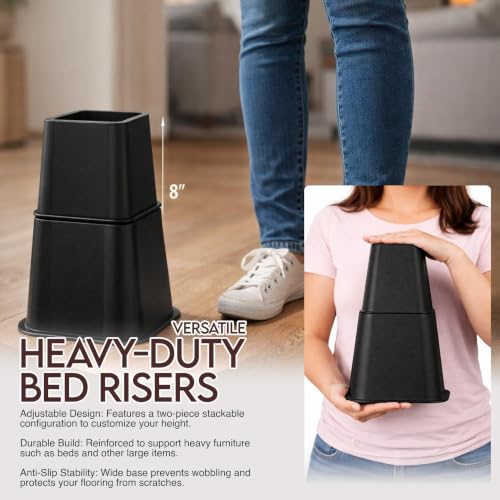 Adjustable Bed Risers 3 & 5 Inch, Black, 36-Pack, view 5
