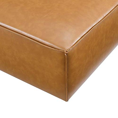 Restore Vegan Leather Sectional Sofa Ottoman in Tan