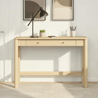 Penelope Modern Writing Desk with Drawer Storage, 44 Inch, Coastal Oak